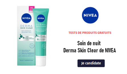 Free Cosmetic Testing Test Gratuit : Soin exfoliant de Nuit Derma Skin Clear NIVEA