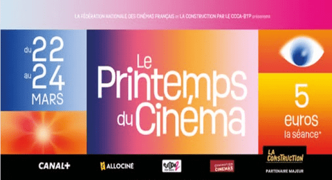 Printemps du Cinéma 2026 : La place de Cinéma à 5€ du 22 au 24 Mars 2026