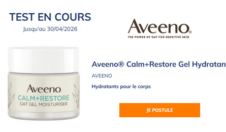Test Gratuit Gel Hydratant CALM+RESTORE Aveeno