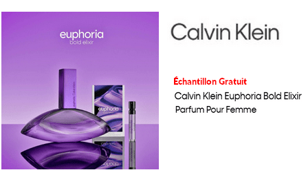 Échantillon Gratuit Nouveau Parfum Euphoria Elixirs collection de Calvin Klein