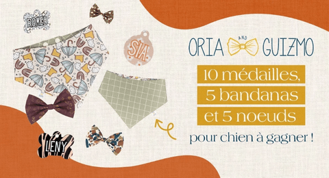 Concours Oria & Guizmo des Médailles Personnalisées des Bandanas et des Nœuds pour Chien ou Chat à Gagner