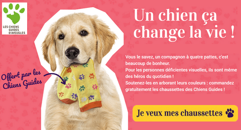 Association Chiens Guides d&rsquo;Aveugles : Votre Paire de Chaussettes Offertes