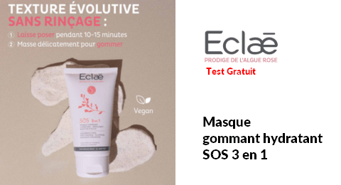 Test Gratuit ECLAE Masque gommant hydratant SOS 3 en 1