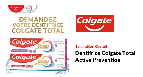 Échantillons Gratuits : Dentifrice Colgate Total Active Prevention