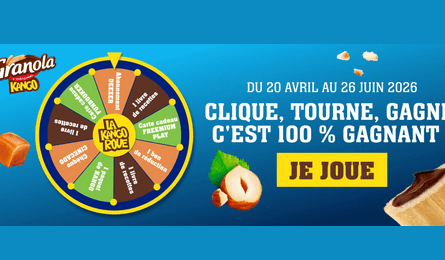 Grand Jeu Le Kango Roue des Paquets de Biscuits Granola Kango et de Nombreux Lots à Gagner