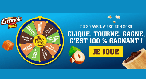 Grand Jeu La Kango Roue des Paquets de Biscuits Granola Kango et de Nombreux Lots à Gagner