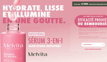 Offre de Remboursement Melvita Sérum Glow 3-en-1 Melvita Satisfait ou 100% Remboursé