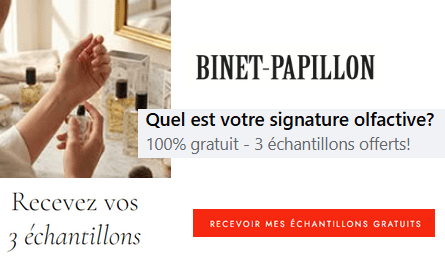3 Échantillons Gratuits de Parfums Offerts Binet-Papillon