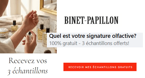 3 Échantillons Gratuits de Parfums Offerts Binet-Papillon