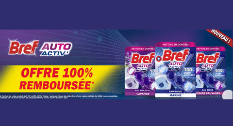 Bref WC Offre de Remboursement : Nouveaux Blocs Bref WC Auto Activ’ 100% Remboursés
