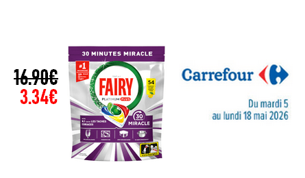 Carrefour Promotion Optimisations Capsules Lave Vaisselle Fairy 3.34€ au lieu de 16.90€