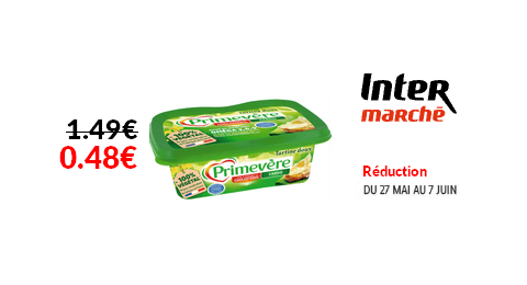 Intermarché Réduction : Tartine Doux Primevère à 0.48€ au lieu de 1.49€