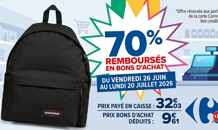 Carrefour Sac à Dos Eastpak à 9,61€ au lieu de 32,03€