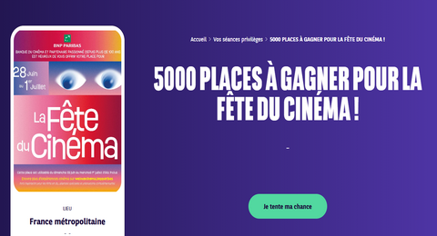 Concours La Fête du Cinéma 5000 Places de Ciné à Gagner