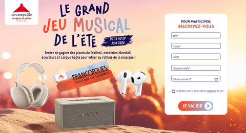 Jeu Musical de l'été Courtepaille des Enceintes Marshal des Casques et écouteurs Apple et des Places de Festival Les FrancoFolies à Gagner