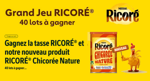 Grand Jeu Ricoré des Tasses Ricoré et des Pots de Chicorée nature à Gagner