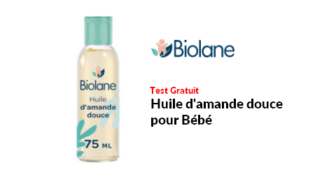 Test Produit Biolane Huile d'amande douce pour Bébé