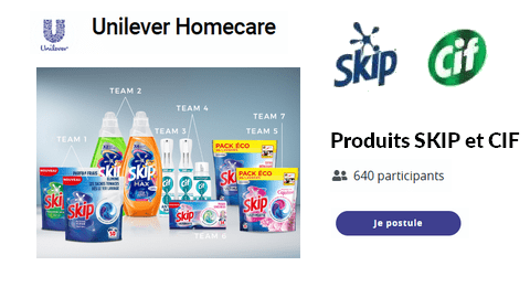 Tests Produits Unilever Produits CIF et Skip à Tester