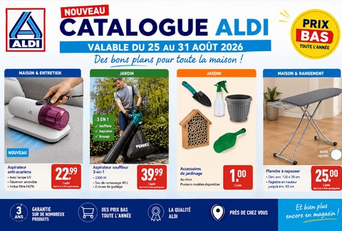 Catalogue Aldi valable du 25 au 31 Août 2026 Arrivages et Nouveautés non Alimentaires