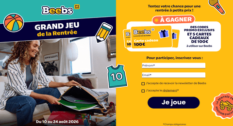 Grand Jeu de la Rentrée Kiabi BEEBS des Cartes Cadeaux de 100€ à Gagner
