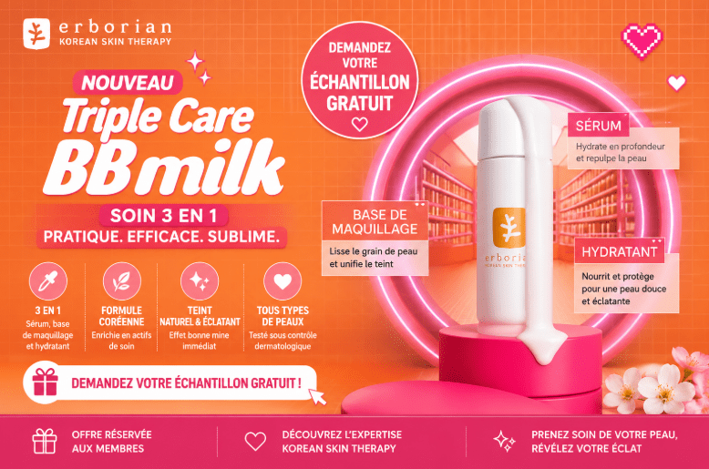 Échantillon Gratuit Erborian : Soin 3 en 1 Triple Care BB Milk