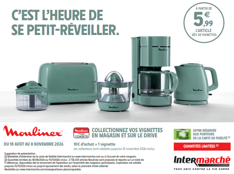 Intermarché Opération Vignettes Moulinex : Votre appareil Moulinex à partir de 5.99€