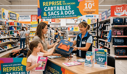 Magasins U Reprise Cartable Bon d'achat de 10€ Offerts pour votre Ancien Cartable