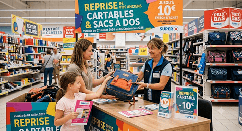 Magasins U Reprise Cartable : Bon d&rsquo;achat de 10€ Offerts pour votre Ancien Cartable