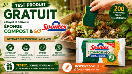Test gratuit Spontex : l’éponge COMPOST’ & GO 100 % compostable