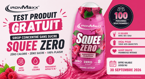 Test Produit Gratuit IronMaxx : Sirop concentré sans sucre Squee Zero de IronMaxx