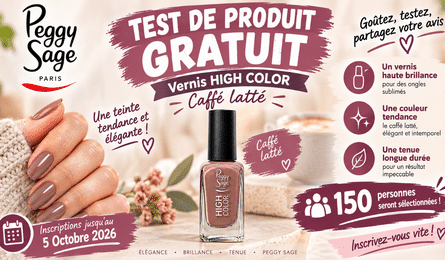 Test Produit PEGGY SAGE : Vernis HIGH COLOR - caffé latté