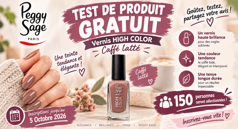 Test Produit PEGGY SAGE : Vernis HIGH COLOR - caffé latté